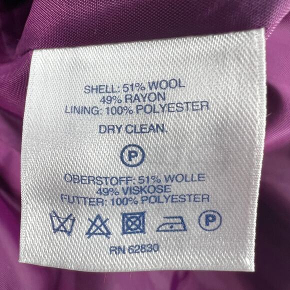 Lands End Womens Fuchsia Boiled Wool Blend Button Up Lined Coat Size 26 W NEW - Picture 5 of 9